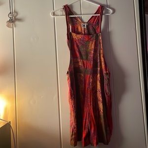 Cool print fabric overall shorts with pockets